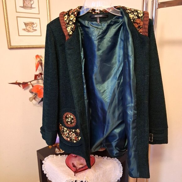 NWOT mac & jac Teal Blue Lined Bomber Jacket Women's Hooded Jackets 10M - Picture 8 of 8